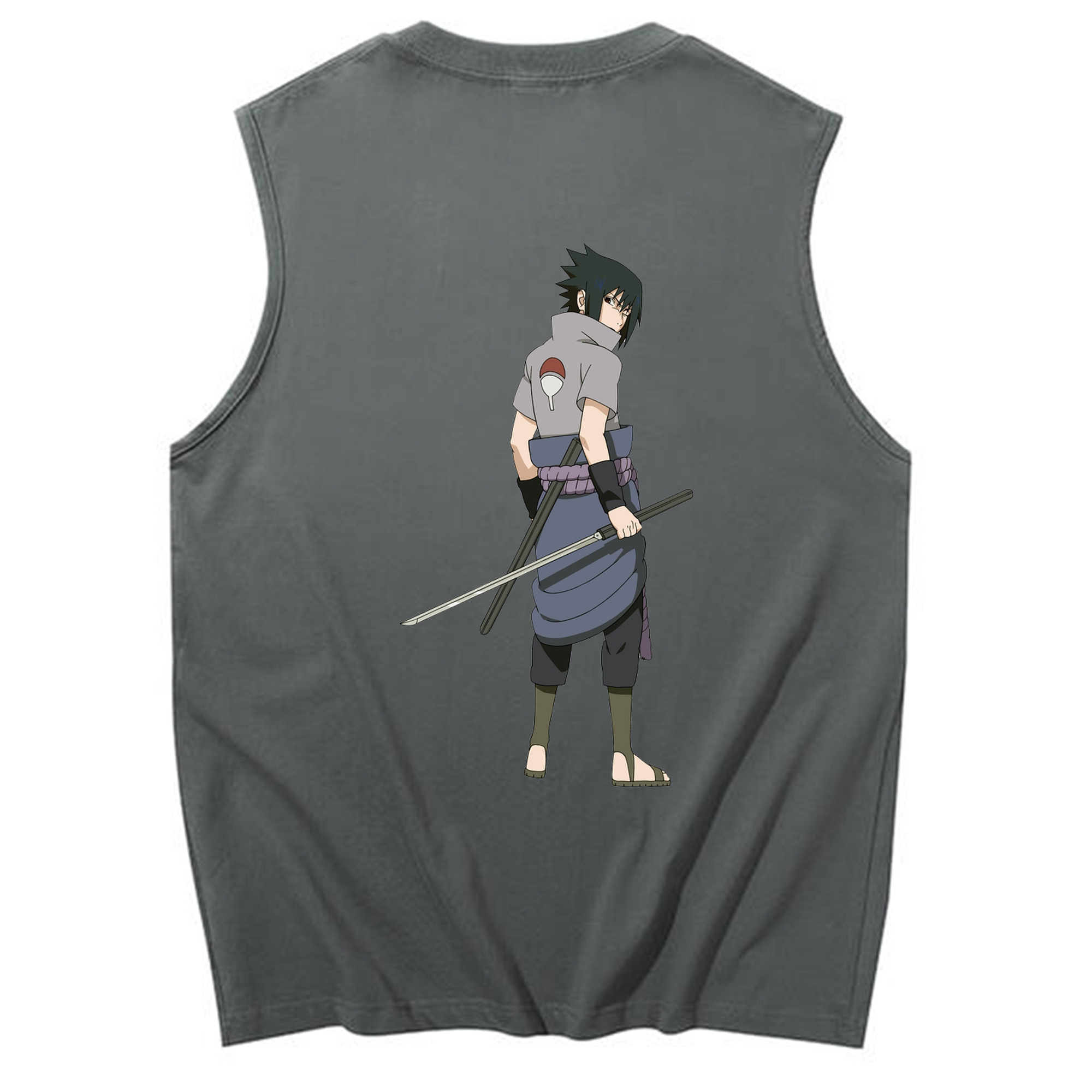 （画像用） NARUTO -ナルト- うちは サスケ Uchiha Sasuke コットン100％タンクトップ（背面プリント）